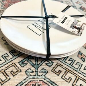Rae Dunn Set of 4 Melamine Dinner Plates ENJOY.